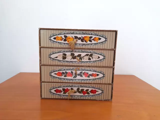 Vintage Joseph Terry & Sons Floral Chocolate Box Storage Chest Of 4 Drawers