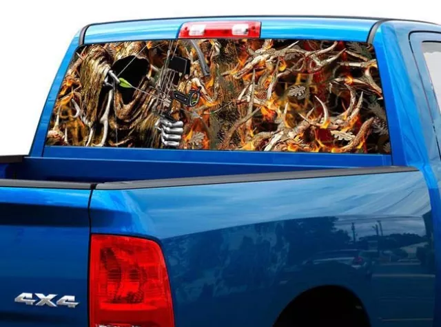 P451 Camo Reaper Bow Hunter Rear Window Tint Graphic Decal Wrap Back Pickup