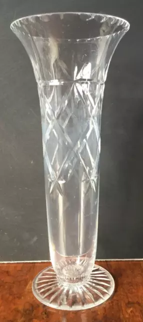 Vintage Webb Corbett TALL Cut Crystal Vase 25cm