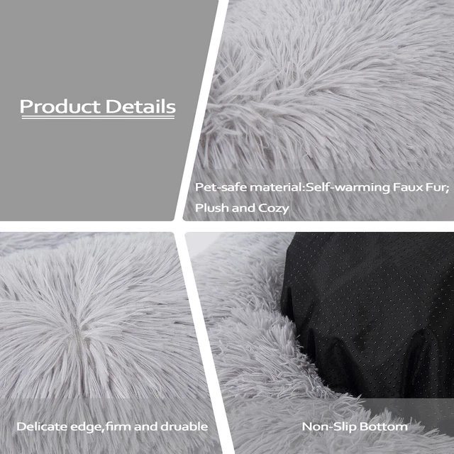 Calming Donut Cat & Dog Bed Fluffy Faux Fur Cuddler For Small Medium Large Pets 6
