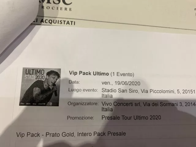 Biglietto concerto ULTIMO - MILANO - VIP PACK