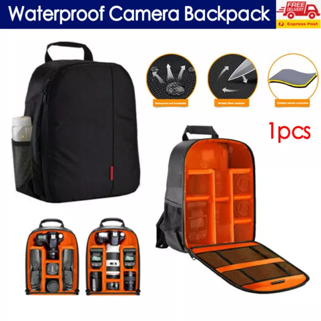 Camera Bag Case Backpack For Canon Sony Nikon SLR DSLR Waterproof Shockproof AU