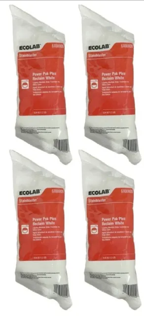 4 Bags Ecolab 6100909 Stainblaster Power Pak Plus Reclaim White 1.2lb Each