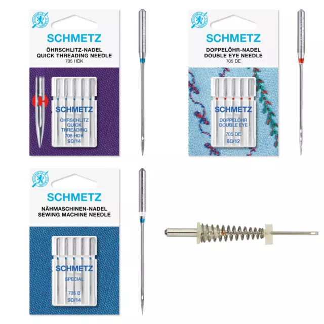 Schmetz Specialty Sewing Machine Needles - Double Eye, Quick Threading, Spring +