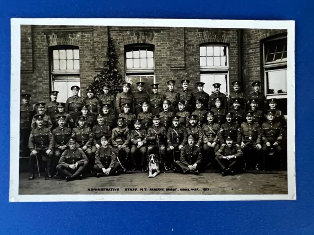 WW1 RP Regiment Postcard, Admin Staff ASC MT Reserve Depot Grove Park 1915