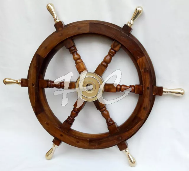 24" Maritime Boat Ships Captains Nautical Beach Ship Wheel Wooden Steering Wheel