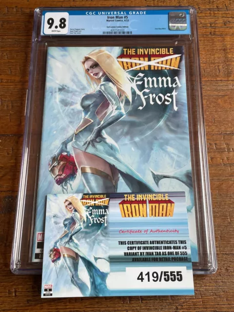 Invincible Iron Man #5 Cgc 9.8 Ivan Tao White Queen Variant Limited To 555 W Coa
