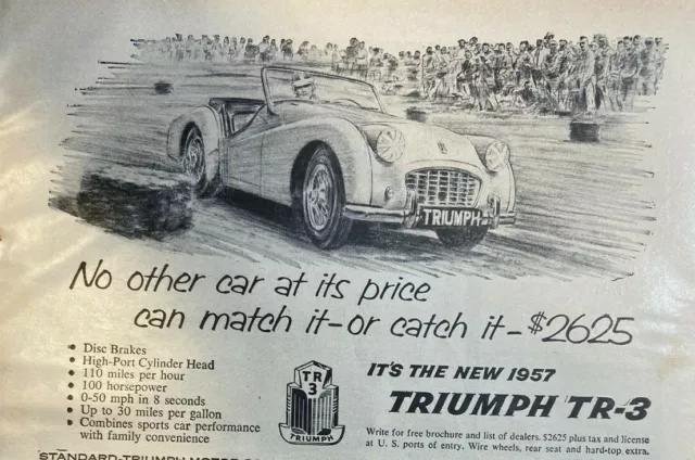 1957 Advertisement Triumph TR-3 No Other Car At Its Price Can Match It