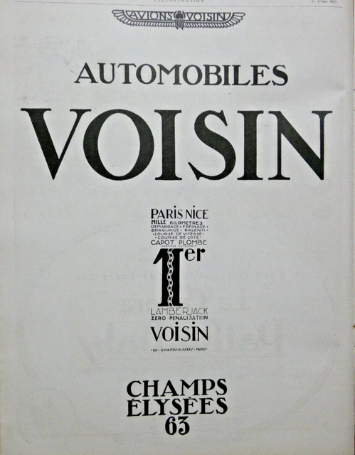 1925 Neighbor Cars Press Advertisement Winner Paris Nice 1000 Km