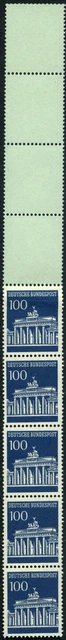 Bund Brandenburger Tor dextrin 100 Pf Rollenende 5+4 türkis,  MiNr 510
