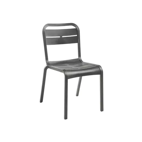 Grosfillex UT011002 Vogue Charcoal Indoor/Outdoor Stacking Chair - 4 Per Set