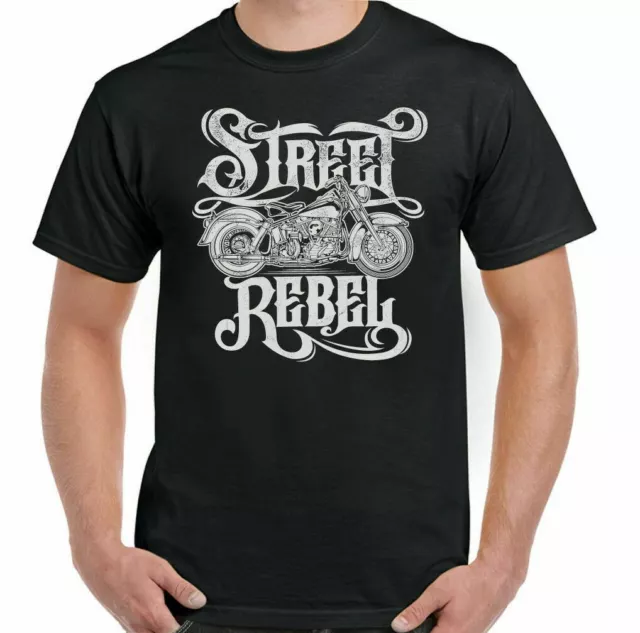 Biker T-Shirt Uomo Motocicletta Moto Chopper Cafe Racer Top Strada Rebel