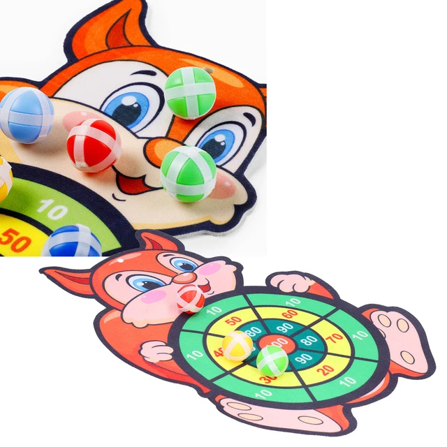 Children Indoor Dartboard Set Squirrels Shape Hook And Loop Dartboard And Stick