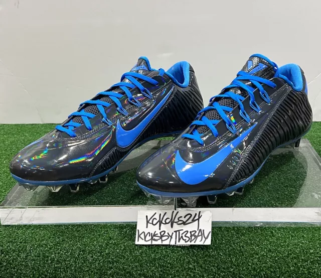 Nike Vapor Carbon Elite 2014 Cleats Black Blue Size 13.5 Mens 684668-040 LAX 2