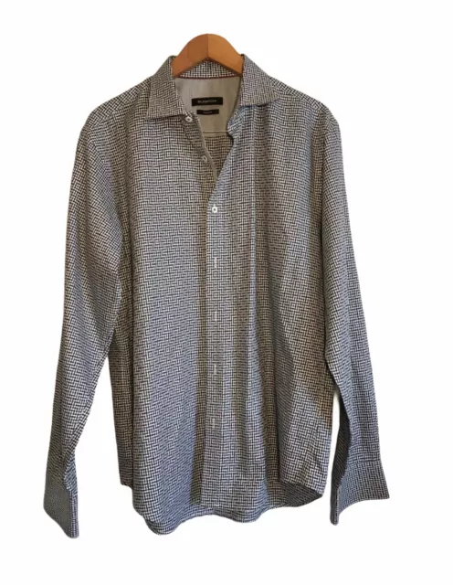 Bugatchi Shaped Fit Shirt Mens XL Long Sleeve Buttons Geometric Print Workwear