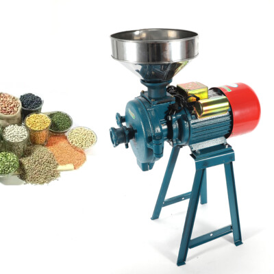 Electric Dry Mill Grinder Feed Mill Grinder Corn Straw Wheat Oats Crusher+Funnel