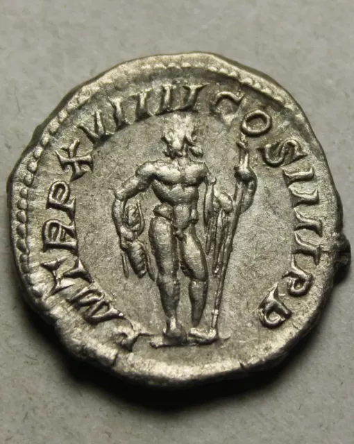 Rare genuine ancient Roman Silver coin denarius Caracalla Jupiter thunderbolt 2