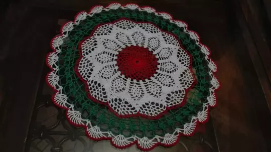 Christmas crochet lace handmade doilie.