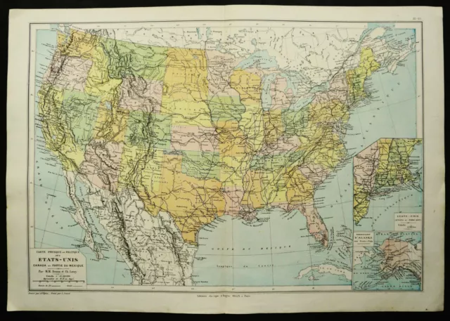 1890 Antique map of THE UNITED STATES OF AMERICA, Including INDIAN TERRITORIES. 3