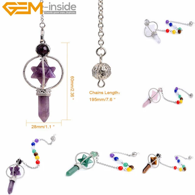 Natural Crystal Stone Chakra Pendulum Merkaba Reiki Energy Healing Pendant 1 pcs
