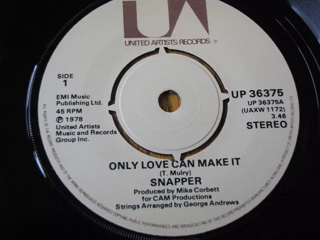 Snapper - Only Love Can Make It  7" Vinyl (Ex)