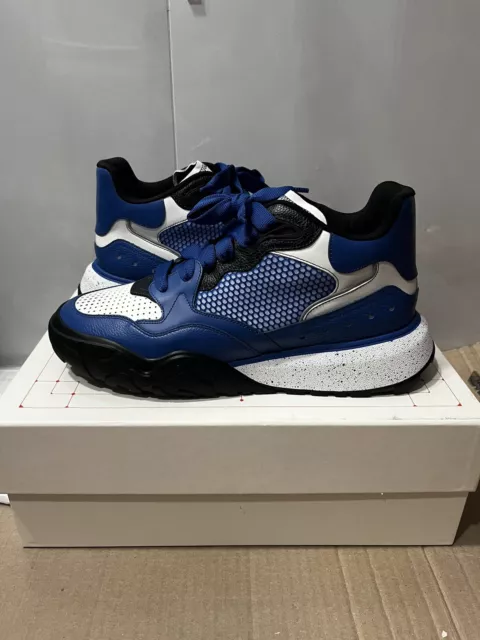 $850 Mens Alexander McQueen Oversized Runner Sneakers Blue/Silver 42 US 9