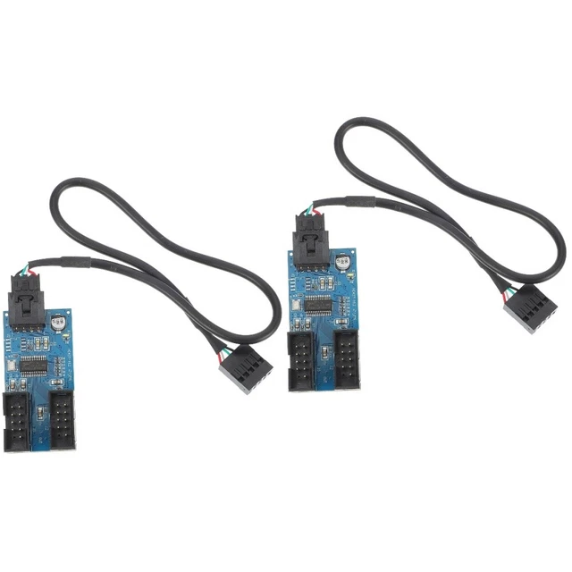 2x 9pin USB Header Converter Pin Connector Adapter Port Multiplier