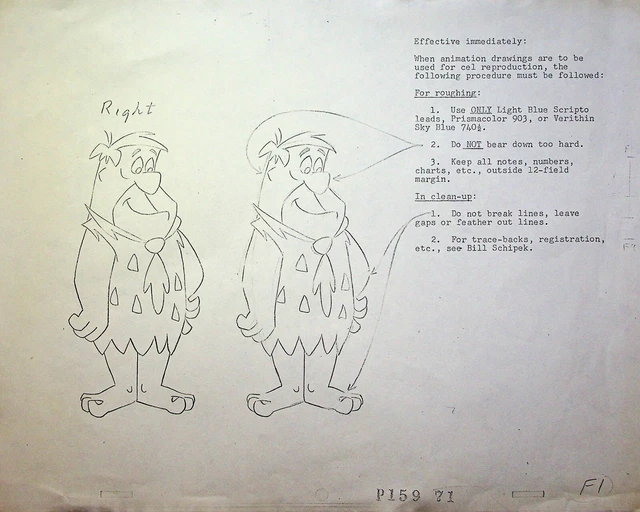 The Flintstones 1963 Original Staff Production Model Cel Copy Hanna-Barbera