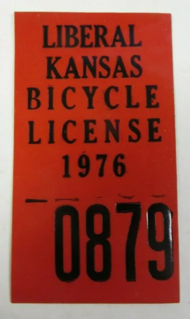 Vintage 1976 LIBERAL, KANSAS Bicycle Bike Tag License Registration Sticker #0879