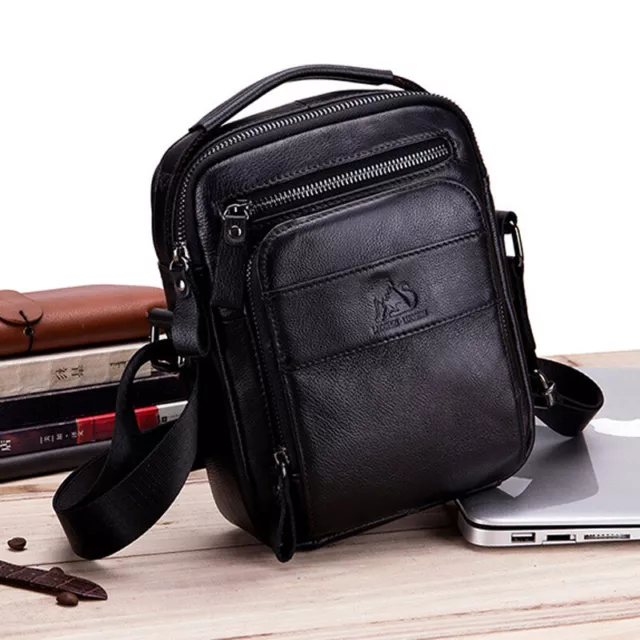 100% Genuine Leather Men's Messenger/Shoulder Bag 8" Handbags Crossbody Bags