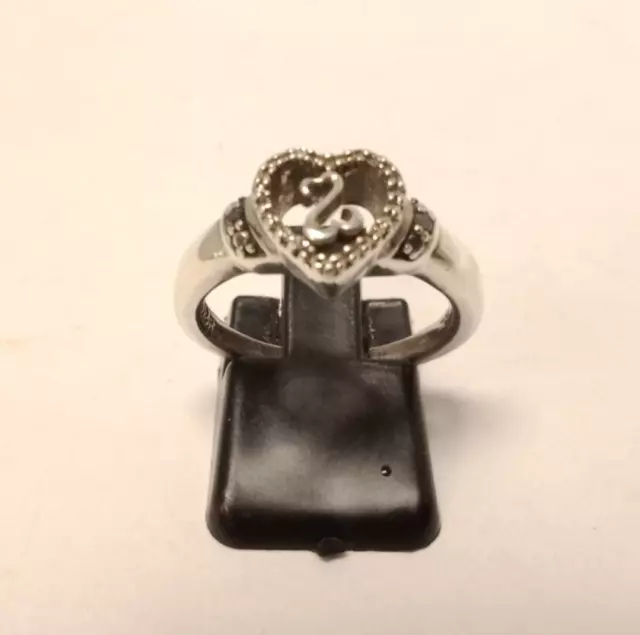 JANE SEYMOUR STERLING SILVER OPEN HEARTS RING W/DIAMOND ACCENTS size 6.75