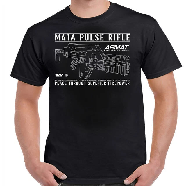 Cool M41A Pulse Rifle T-Shirt - Armat Systems Design - 100% Cotton Tee For Aliens Fans
