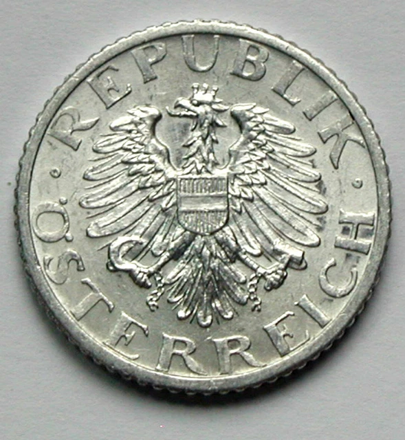 1955 AUSTRIA Aluminum Coin - 50 Groschen - AU+ toned-lustre - eagle coat of arms