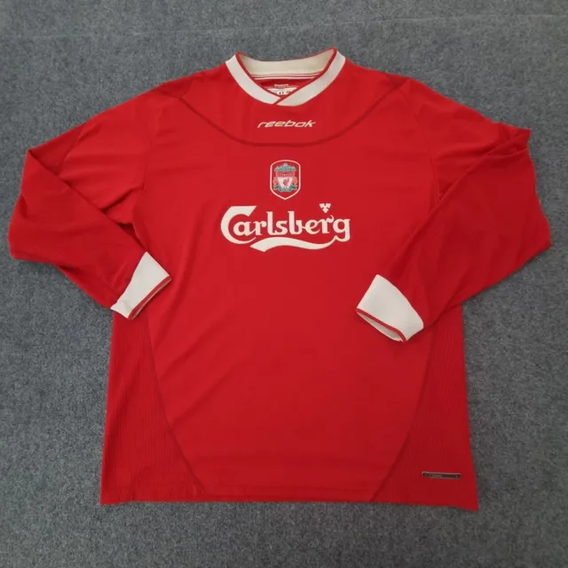 Liverpool FC Jersey Mens LARGE red reebok 2002-2004 home kit long sleeve Size L