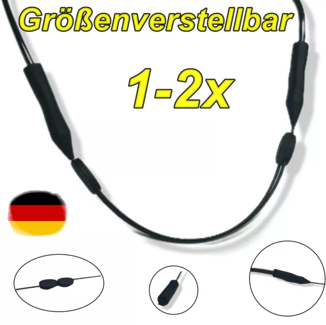 Brillenband Verstellbar silikon Schwarz Sportbrille rutschfeste Schnurhalter DE