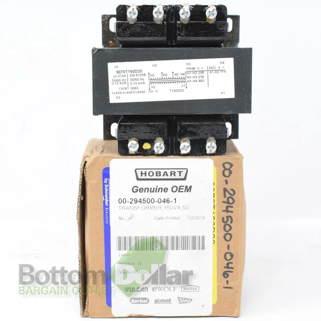 HOBART 00-294500-046-1 GENUINE OEM 150VA 50/60Hz Transformer $365.49 ...