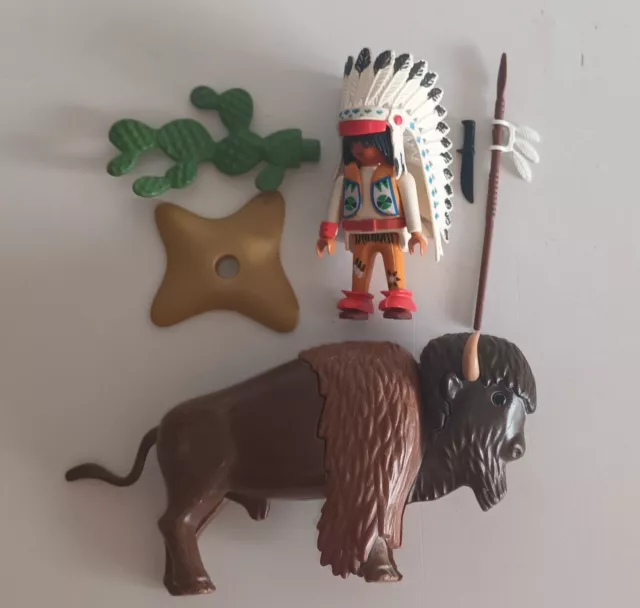 Playmobil Western 3731 Bison/Büffel mit Indianer TOP ; ACW 5