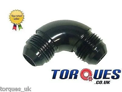 AN -10 (10AN AN10) 90 Degree Swept Flare Union Male to Male Adapter In Black
