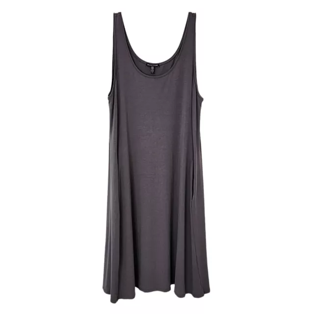 Eileen Fisher Gray Sleeveless Scoop Neck Jersey Knit Stretch Tank Dress L