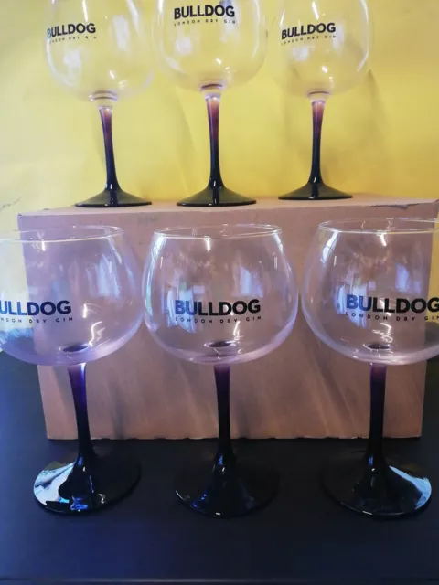 BULLDOG LONDON DRY GIN 6 BICCHIERI BALLON VETRO NUOVI BALOON Purple Edition