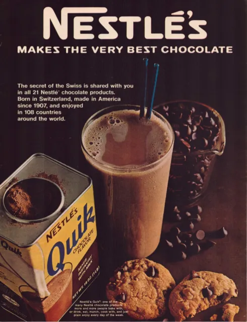 Print Ad Nestle Quik Chocolate Milk 1968 Full Page Large Magazine 10.5"x13.5"