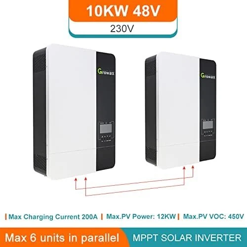 GROWATT 10KW 48V MPPT Hybrid Inverter Spilt Phase 100A Solar Charge ...