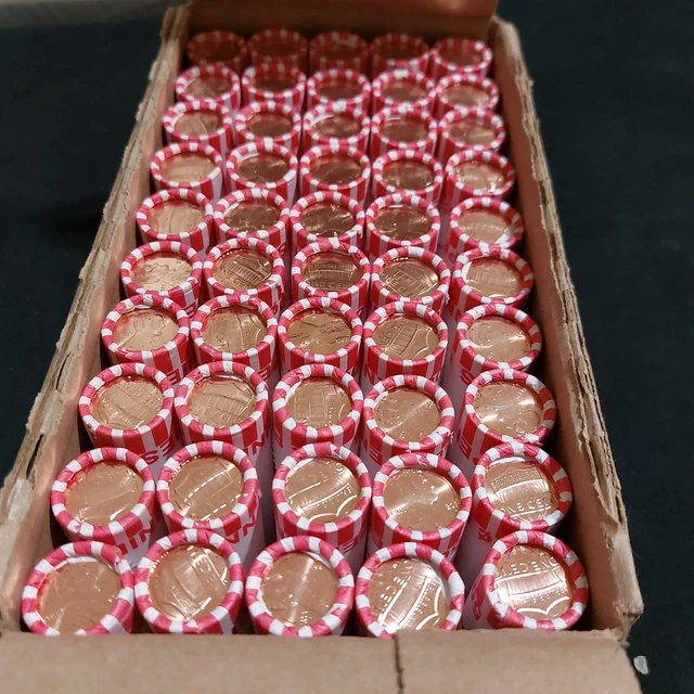 (50 Rolls) 2022 D Lincoln Shield Cent BU Roll of 2500 Coins Full Bank Box