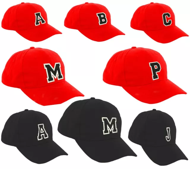 Bambini Scuola Rosso Cappello Baseball Snapback Lettere a-Z Nero La