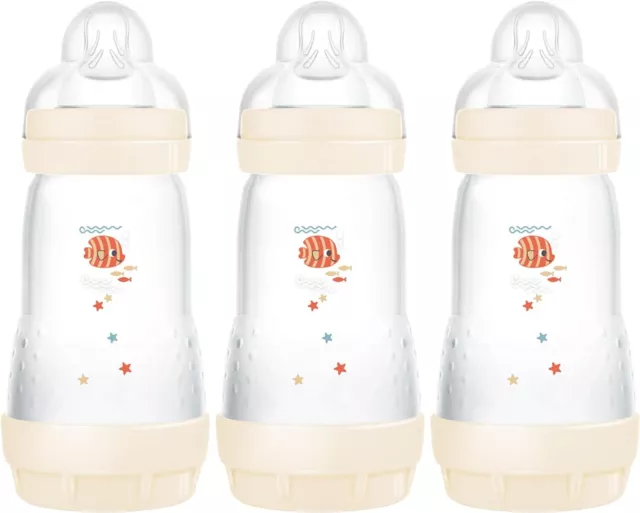 Easy Start Self Sterilising Anti-Colic Bottle Pack of 3 (3 x 260 ml), MAM Baby