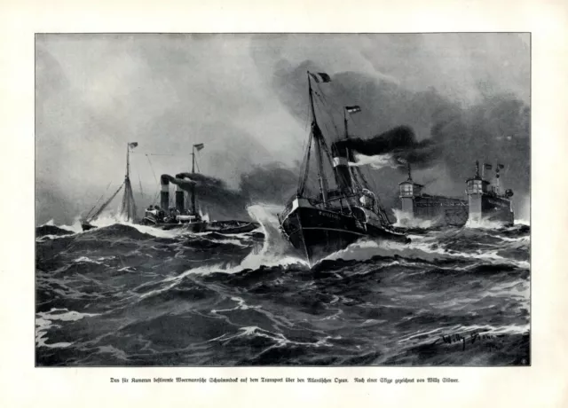 Woermann Schwimmdock für Kamerun XL Kunstdruck 1904 Willy Stöwer Dock Atlantik