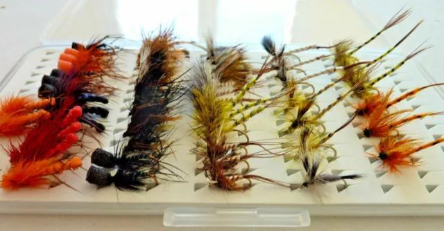 lot de 55 mouches Sèches peche truite mouche de mai Hoppers Fishing DRY FLIES