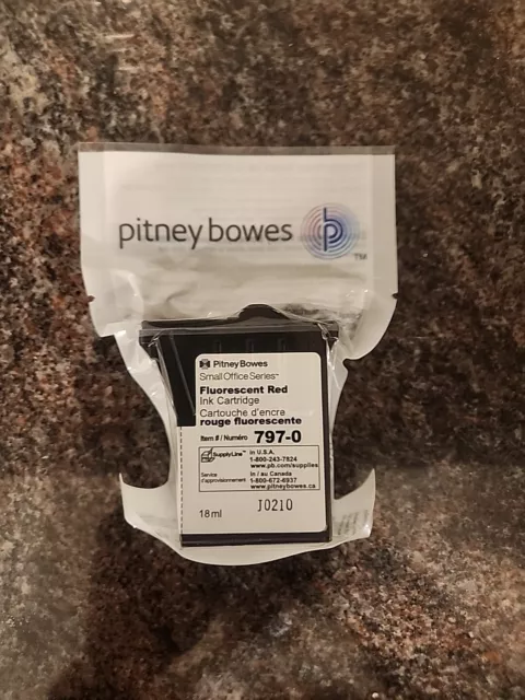 Pitney Bowes 797-0 Fluorescent RED ink Cartridge K700 Series GENUINE SEALED!