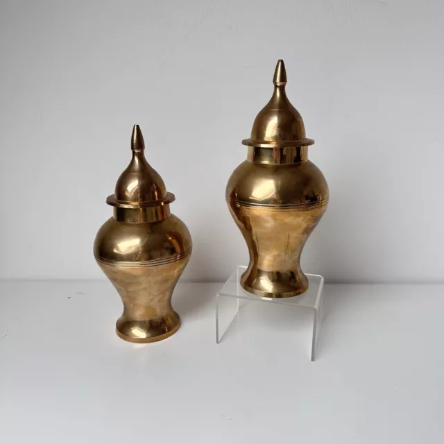 Vintage Ginger Jar Style Brass Urn Vases with Lid 24cm Made in India Boho
