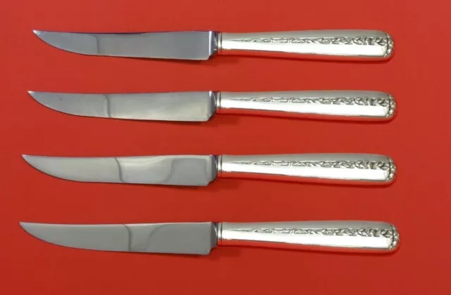 Rambler Rose by Towle Sterling Silver Steak Knife Set 4pc HHWS  Custom 8 1/2"